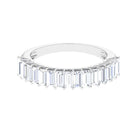 Baguette Cut Certified Moissanite Semi Eternity Band Ring Moissanite - ( D-VS1 ) - Color and Clarity - Rosec Jewels