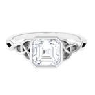 Asscher Cut Moissanite Solitaire Celtic Knot Ring Moissanite - ( D-VS1 ) - Color and Clarity - Rosec Jewels