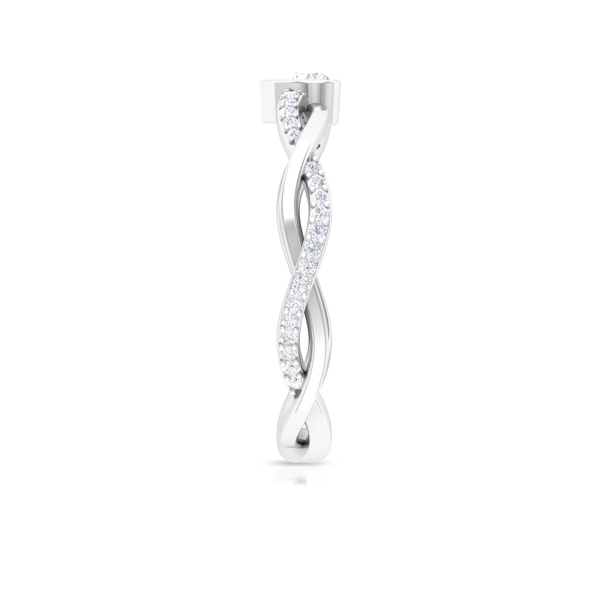 Bezel Set Solitaire and Braided Diamond Ring Diamond - ( HI-SI ) - Color and Clarity - Rosec Jewels