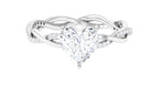 Rosec Jewels-2.25 CT Heart Shape Solitaire Moissanite Braided Ring in 3 Prong Basket Setting