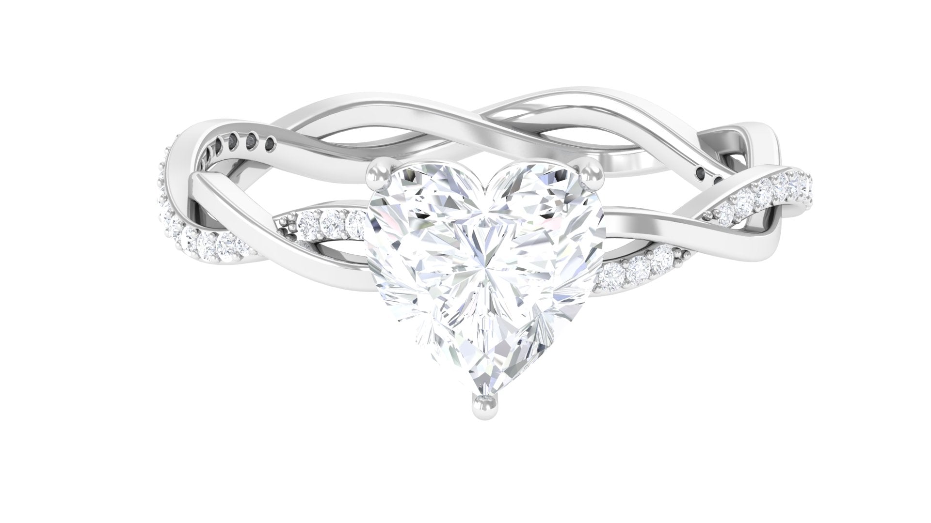 Rosec Jewels-2.25 CT Heart Shape Solitaire Moissanite Braided Ring in 3 Prong Basket Setting