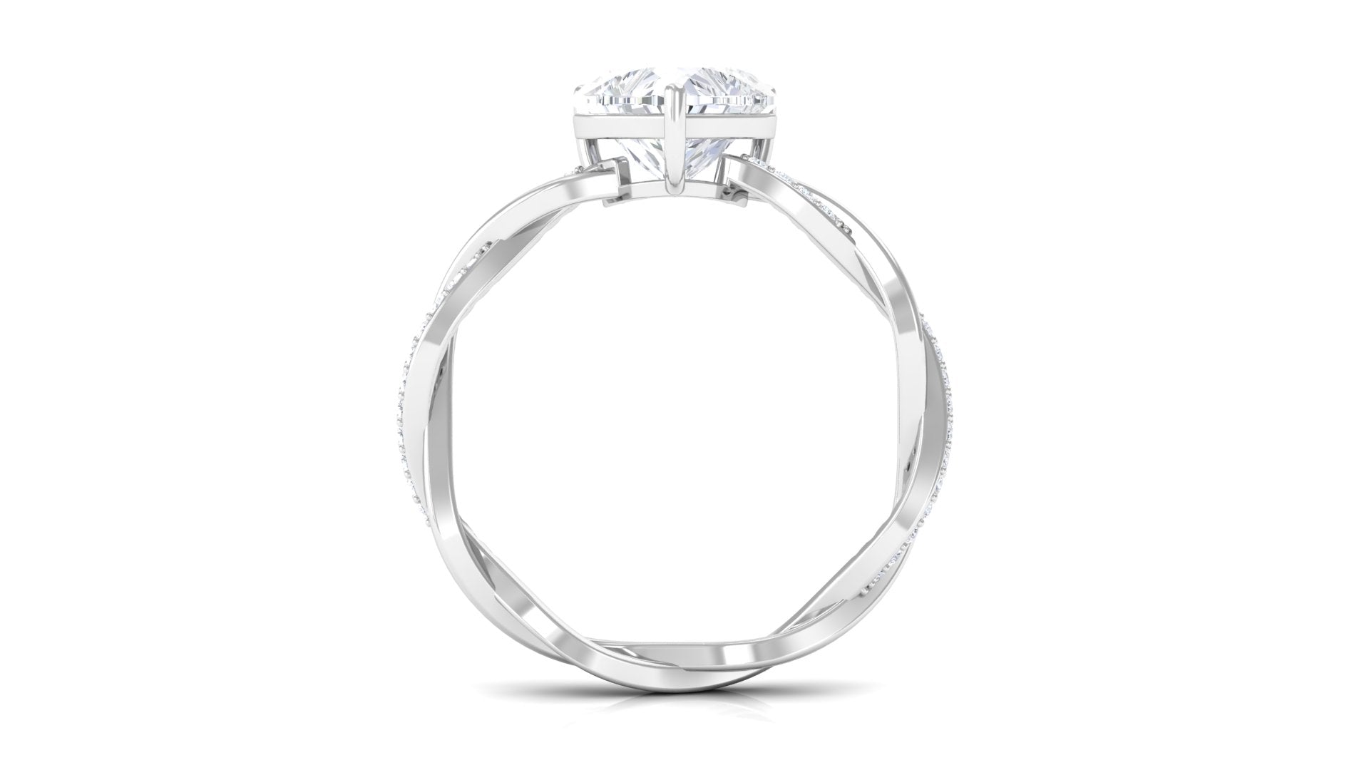 Rosec Jewels-2.25 CT Heart Shape Solitaire Moissanite Braided Ring in 3 Prong Basket Setting