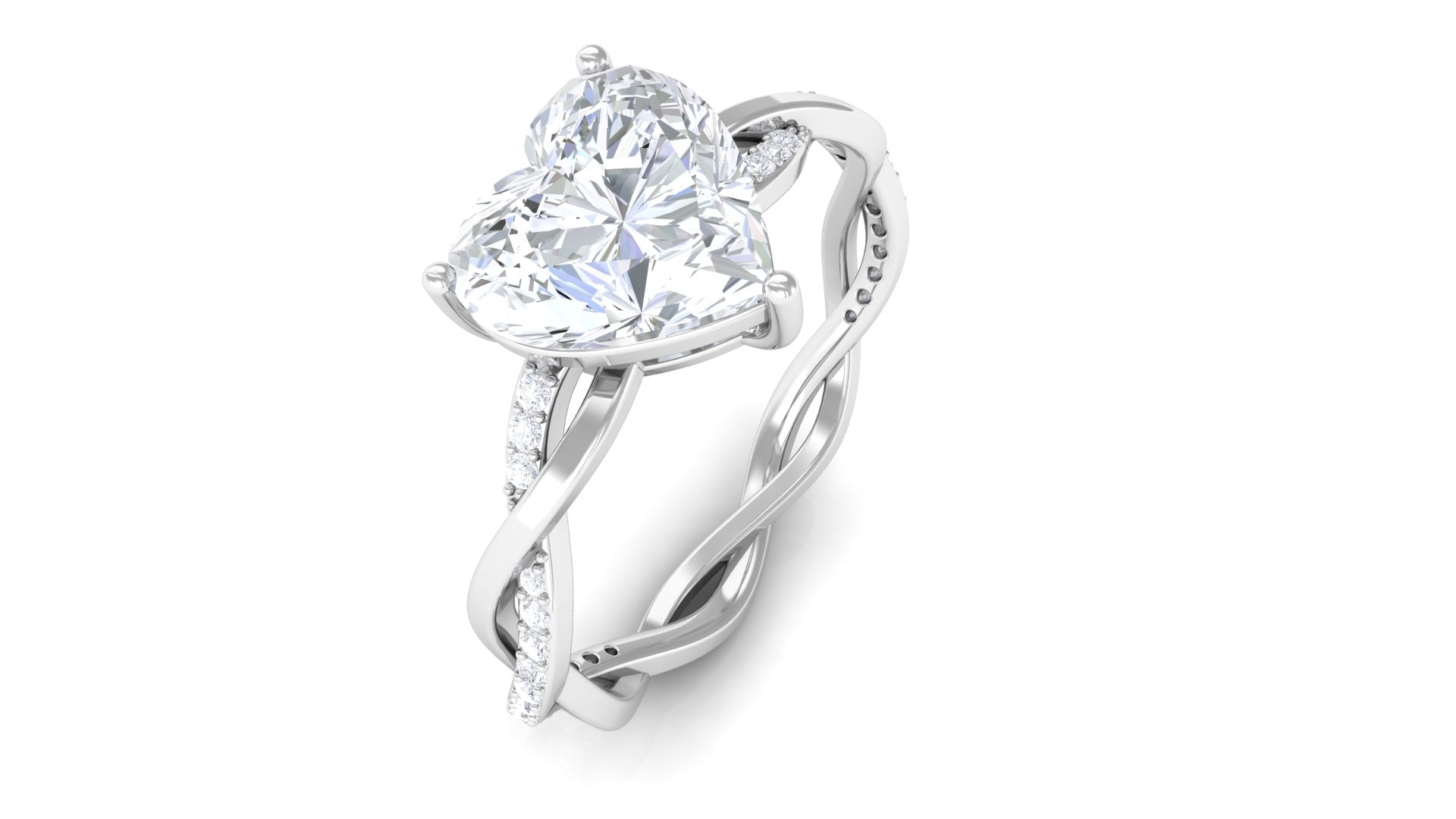 Rosec Jewels-2.25 CT Heart Shape Solitaire Moissanite Braided Ring in 3 Prong Basket Setting