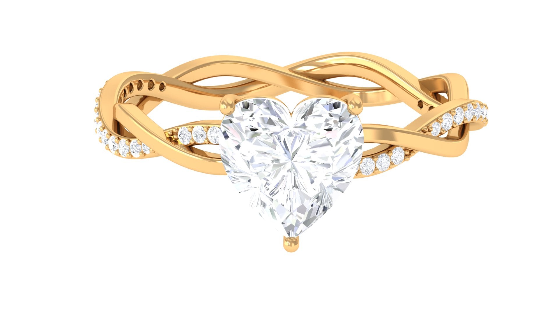 Rosec Jewels-2.25 CT Heart Shape Solitaire Moissanite Braided Ring in 3 Prong Basket Setting