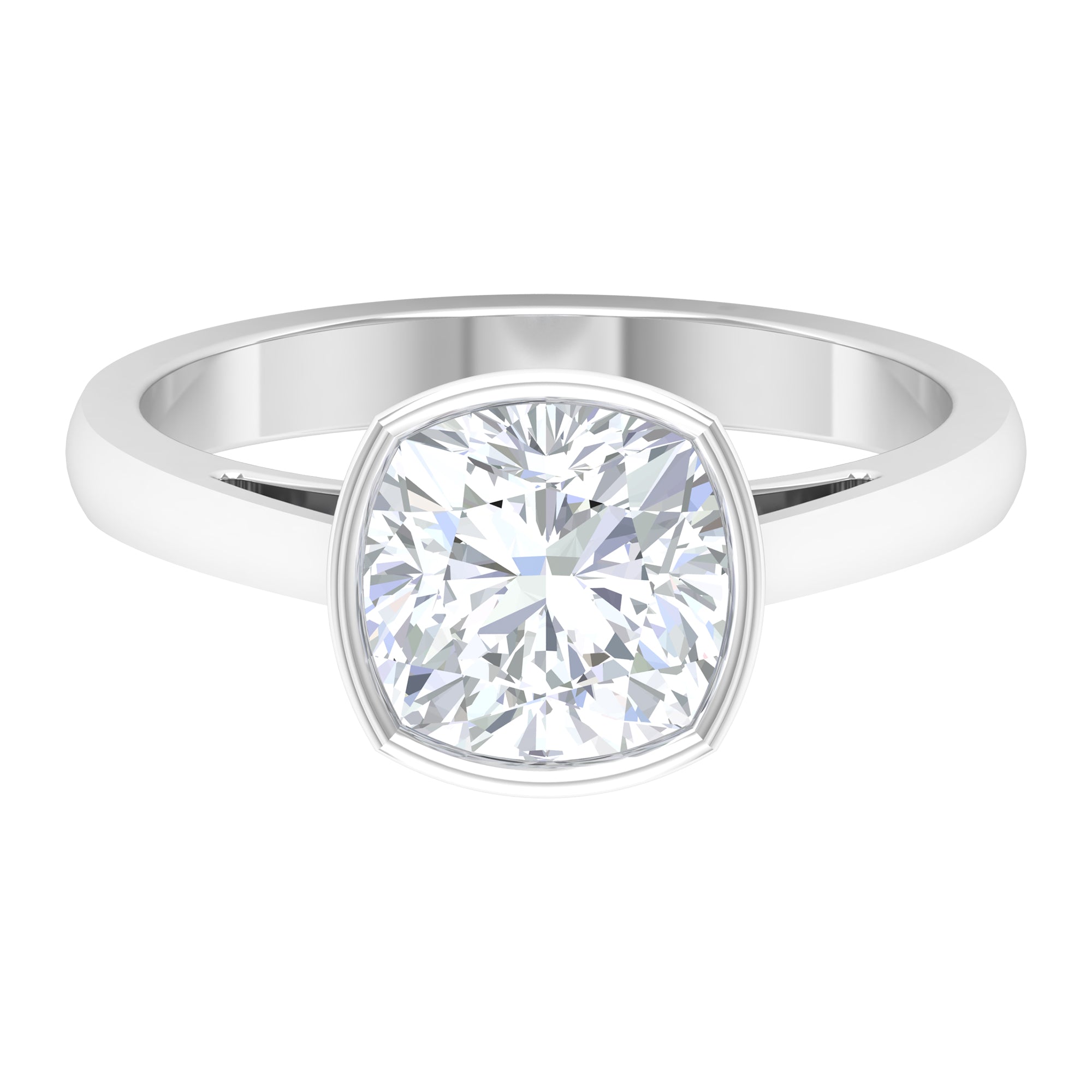 Bezel Set Certified Moissanite Solitaire Engagement Ring Moissanite - ( D-VS1 ) - Color and Clarity - Rosec Jewels