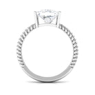 Princess Cut Moissanite Solitaire Ring with Gold Twisted Rope Moissanite - ( D-VS1 ) - Color and Clarity - Rosec Jewels