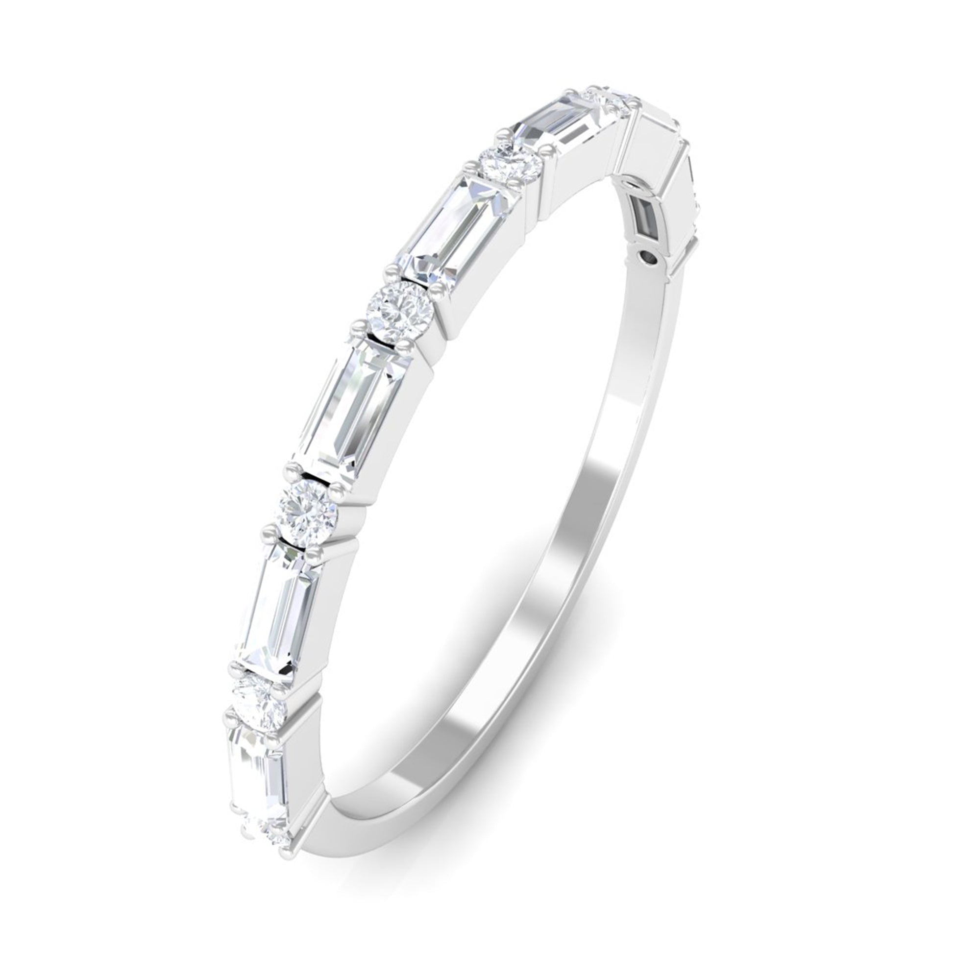 Minimal Simulated Diamond Stackable Wedding Band Zircon - ( AAAA ) - Quality - Rosec Jewels