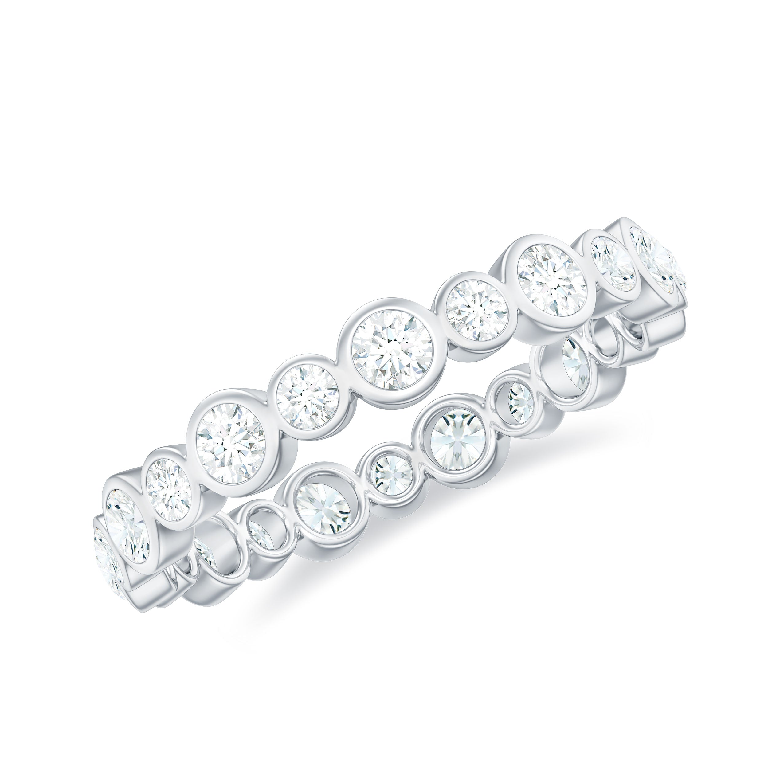 Bezel Set Round Cubic Zirconia Unique Full Eternity Ring Zircon - ( AAAA ) - Quality - Rosec Jewels