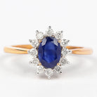 1.50 CT Oval Cut Blue Sapphire Princess Diana Inspired Engagement Ring with Diamond Accent Blue Sapphire - ( AAA ) - Quality - Rosec Jewels