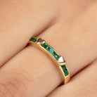 1/4 CT Channel Set Emerald and Gold Heart Stackable Ring for Women Emerald - ( AAA ) - Quality - Rosec Jewels