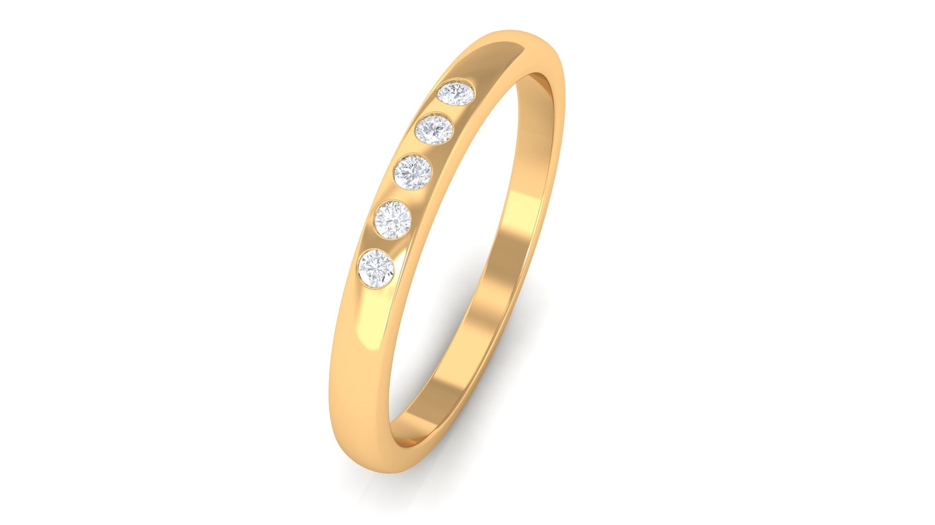 Five Stone Diamond Minimal Band Ring Diamond - ( HI-SI ) - Color and Clarity - Rosec Jewels