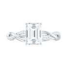 Emerald Cut Moissanite Solitaire Braided Engagement Ring Moissanite - ( D-VS1 ) - Color and Clarity - Rosec Jewels