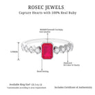 0.75 CT Octagon Cut Solitaire Ruby Engagement Ring with Diamond Side Stones Ruby - ( AAA ) - Quality - Rosec Jewels