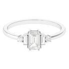 Emerald Cut White Sapphire Minimal Engagement Ring White Sapphire - ( AAA ) - Quality - Rosec Jewels