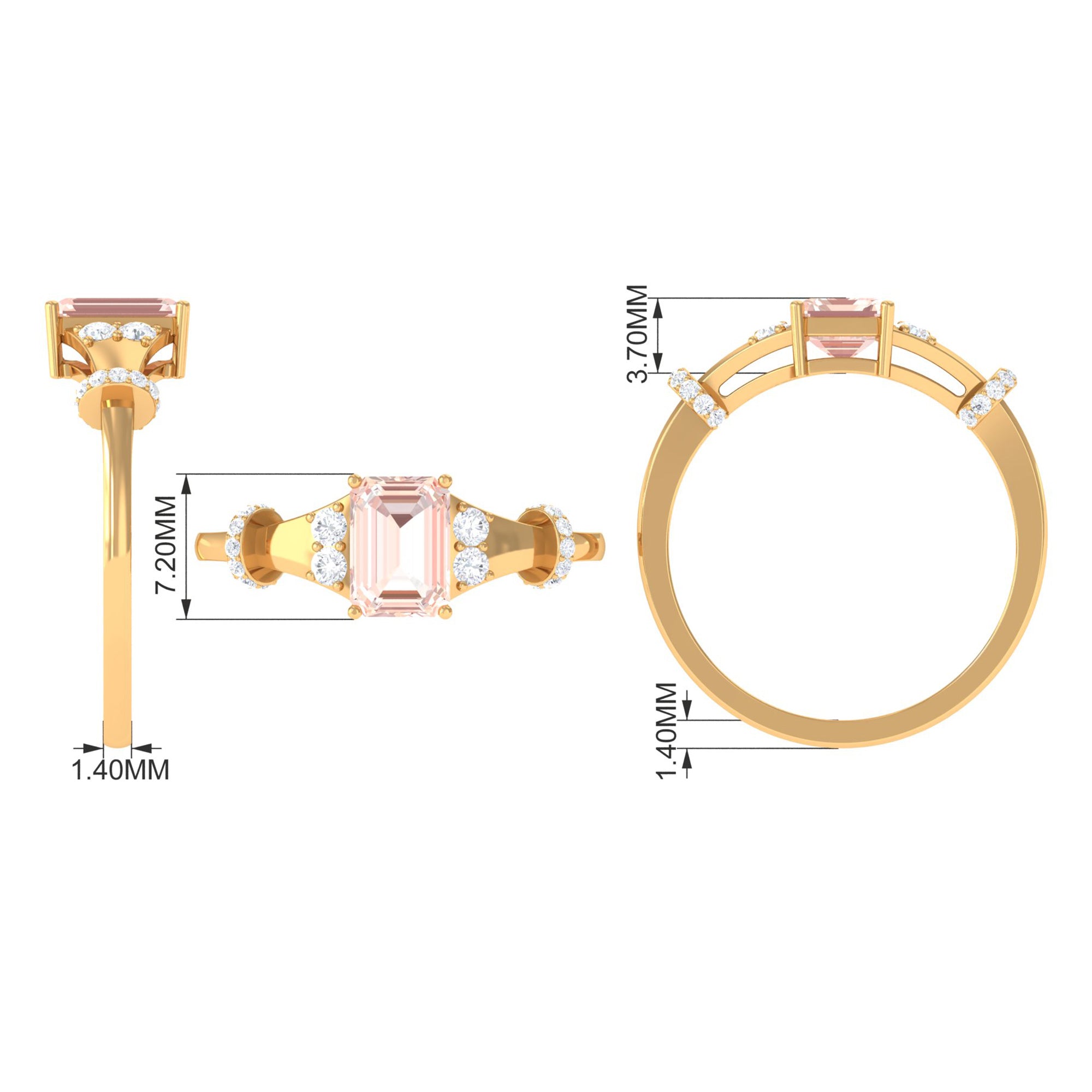 Rosec Jewels-1.25 Ct Designer Morganite and Diamond Engagement Ring