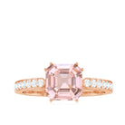Rosec Jewels-Asscher Morganite Solitaire Engagement Ring with Diamond