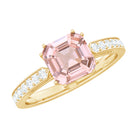 Rosec Jewels-Asscher Morganite Solitaire Engagement Ring with Diamond