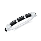 1 CT Baguette Cut Created Black Diamond Half Eternity Ring with Diamond Lab Created Black Diamond - ( AAAA ) - Quality 92.5 Sterling Silver 7.5 - Rosec Jewels