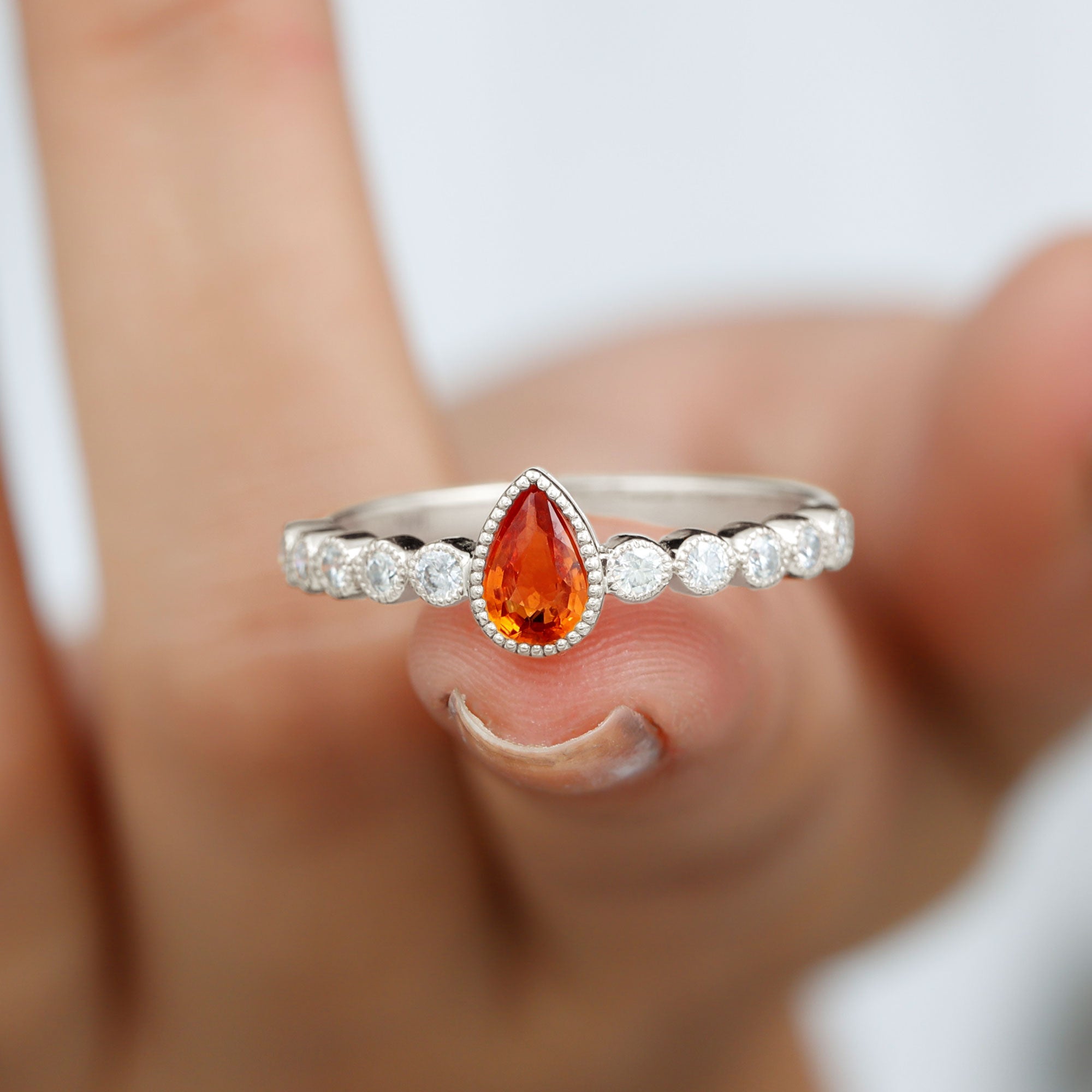 Orange sapphire ring shops