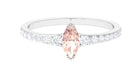 3/4 Carat Marquise Morganite Engagement Ring with Diamond Morganite - ( AAA ) - Quality - Rosec Jewels