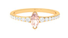 3/4 Carat Marquise Morganite Engagement Ring with Diamond Morganite - ( AAA ) - Quality - Rosec Jewels