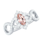 Rosec Jewels-Marquise Morganite Crossover Engagement Ring with Diamond