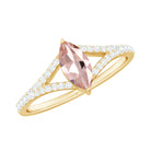 Marquise Morganite Split Shank Engagement Ring with Diamond Morganite - ( AAA ) - Quality - Rosec Jewels