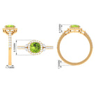 Natural Peridot Halo Engagement Ring with Diamond Peridot - ( AAA ) - Quality - Rosec Jewels