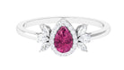 Pink Tourmaline Engagement Ring with Diamond Halo Pink Tourmaline - ( AAA ) - Quality - Rosec Jewels