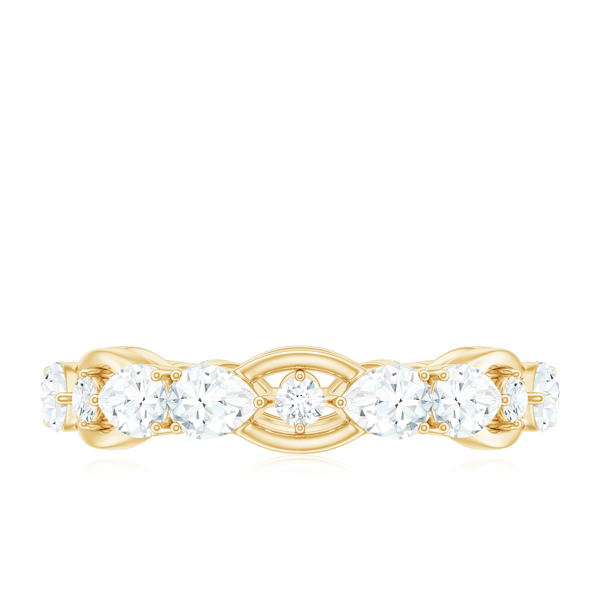 2 CT Round and Pear Cut Zircon East West Gold Eternity Ring Zircon - ( AAAA ) - Quality - Rosec Jewels