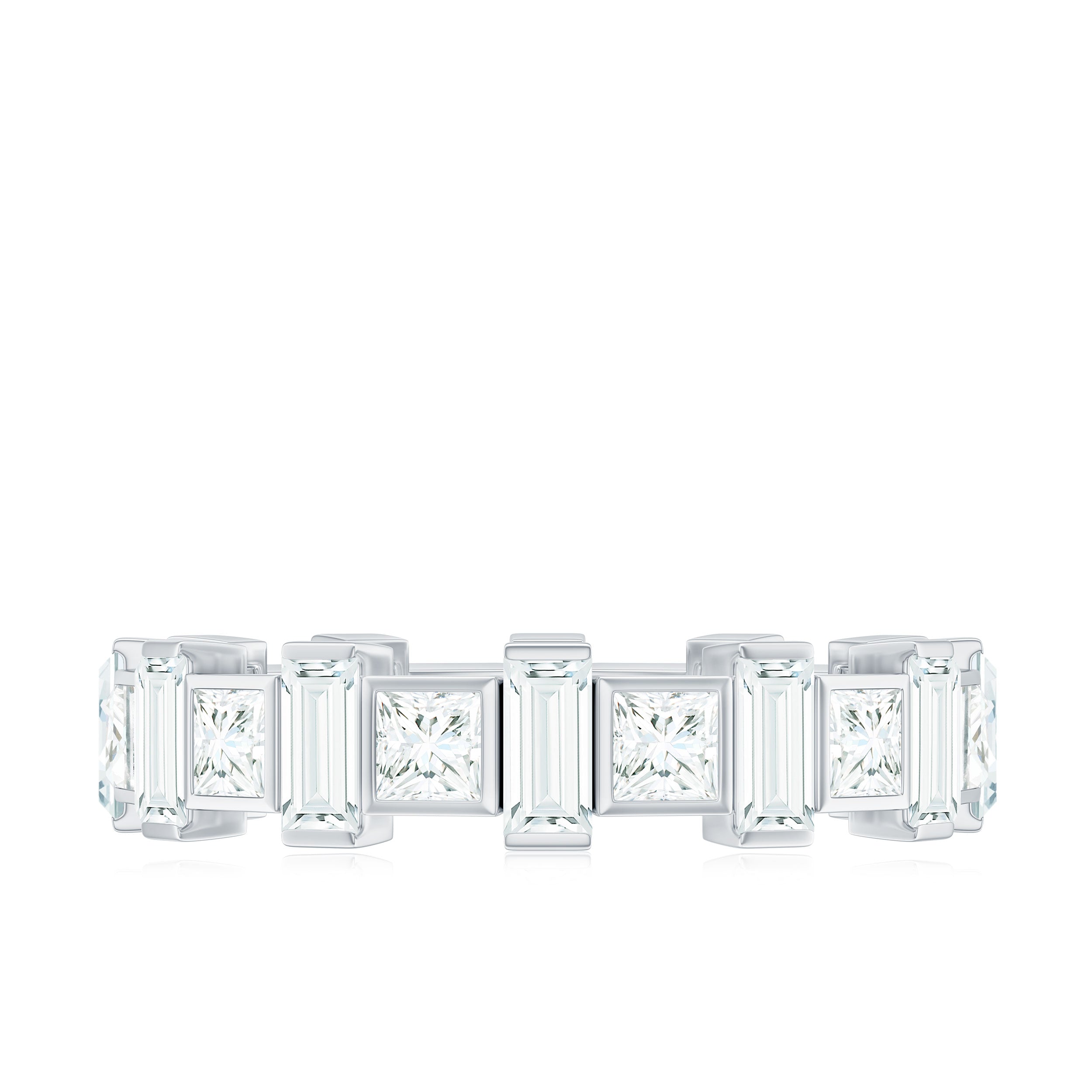 Princess and Baguette Cut Zircon Alternate Eternity Ring Zircon - ( AAAA ) - Quality - Rosec Jewels