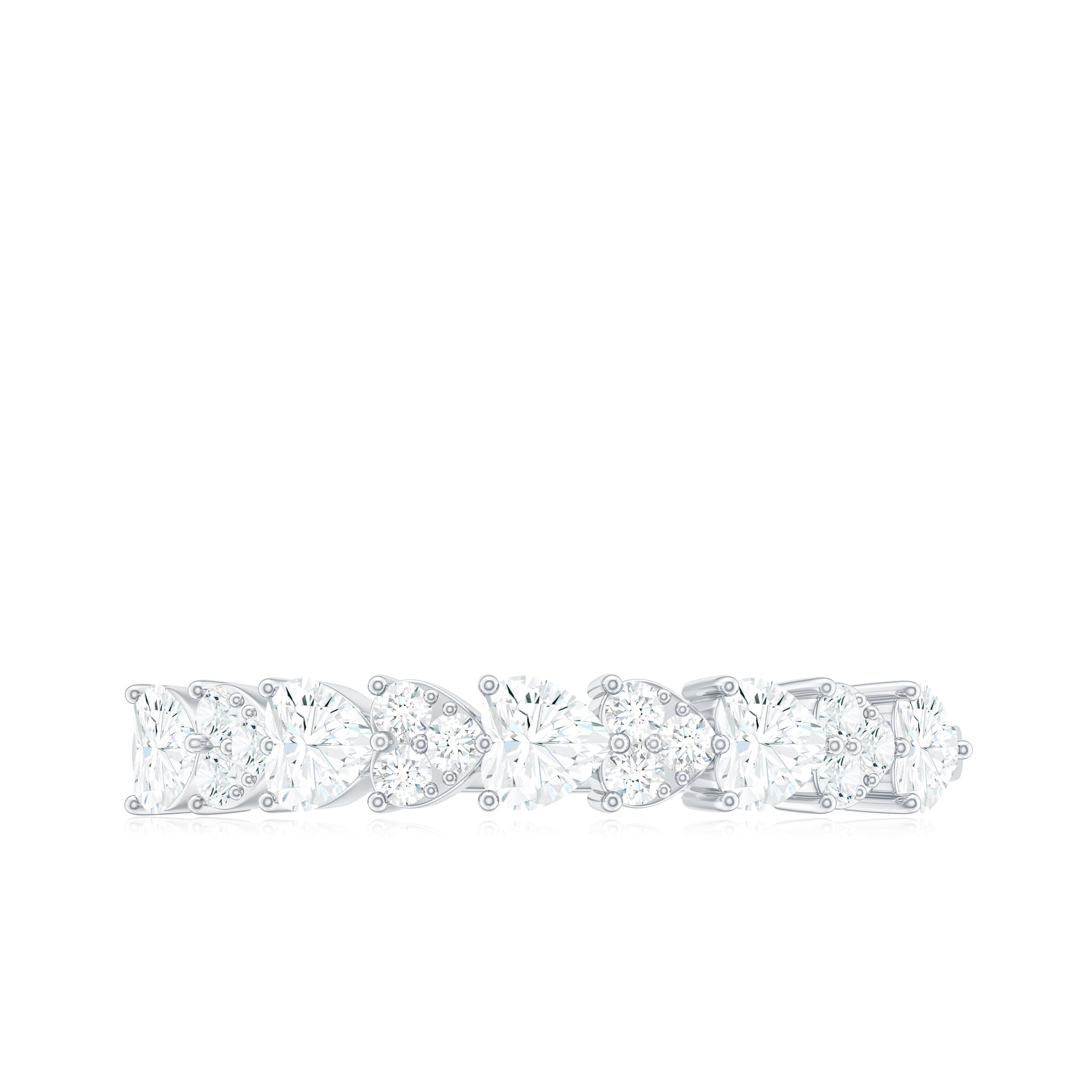 Simulated Diamond Heart Shape Half Eternity Ring Zircon - ( AAAA ) - Quality - Rosec Jewels