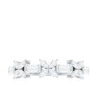 Marquise and Baguette Cut Simulated Diamond Flower Half Eternity Ring Zircon - ( AAAA ) - Quality - Rosec Jewels