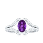 Designer Amethyst Engagement Ring with Diamond Amethyst - ( AAA ) - Quality - Rosec Jewels
