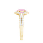 Oval Cut Rose Quartz and Diamond Ring with Split Shank Rose Quartz - ( AAA ) - Quality - Rosec Jewels