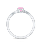 Oval Rose Quartz Solitaire Bypass Engagement Ring with Diamond Rose Quartz - ( AAA ) - Quality - Rosec Jewels