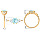 Asscher Cut Sky Blue Topaz Solitaire Engagement Ring with Diamond Trio Sky Blue Topaz - ( AAA ) - Quality - Rosec Jewels