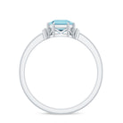 Claw Set Asscher Cut Sky Blue Topaz Solitaire Engagement Ring with Diamond Sky Blue Topaz - ( AAA ) - Quality - Rosec Jewels