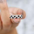 Rosec Jewels-Created Black Diamond and Diamond Leaf Eternity Ring