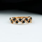 Rosec Jewels-Created Black Diamond and Diamond Leaf Eternity Ring
