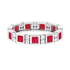 2 CT Princess Cut Created Ruby Full Eternity Ring with Moissanite Lab Created Ruby - ( AAAA ) - Quality - Rosec Jewels