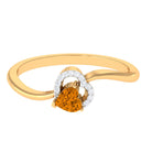 Real Citrine and Diamond Heart Promise Ring Citrine - ( AAA ) - Quality - Rosec Jewels
