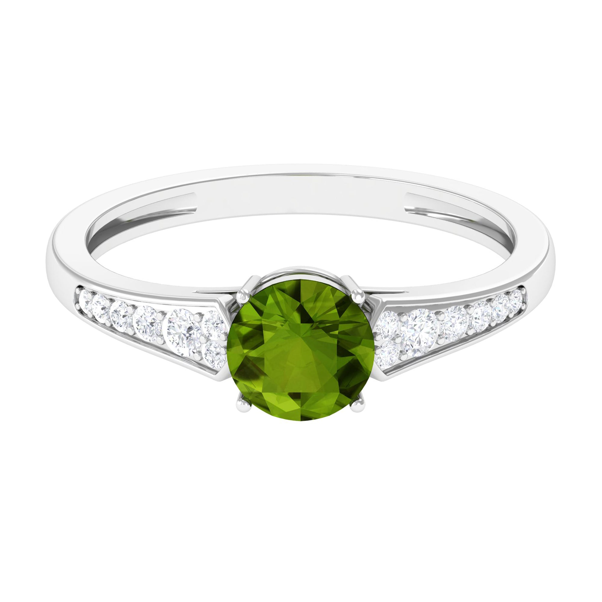 Oval shaped August birthstone ring outlet sterling silver half bezel set peridot cocktail ring