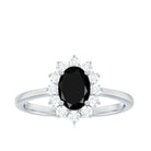 Princess Diana Inspired Created Black Diamond and Diamond Engagement Ring Lab Created Black Diamond - ( AAAA ) - Quality - Rosec Jewels