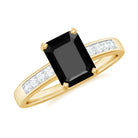 Octagon Cut Created Black Diamond Solitaire Ring with Accent Lab Created Black Diamond - ( AAAA ) - Quality - Rosec Jewels