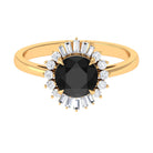 Claw Set Black Onyx Cocktail Engagement Ring with Diamond Halo Black Onyx - ( AAA ) - Quality - Rosec Jewels