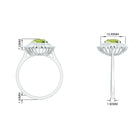 3 CT Round Peridot Cocktail Ring with Moissanite Double Halo Peridot - ( AAA ) - Quality - Rosec Jewels