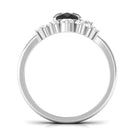 Created Black Diamond Oval Engagement Ring Set with Diamond Lab Created Black Diamond - ( AAAA ) - Quality - Rosec Jewels