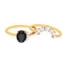 Created Black Diamond and Diamond Engagement Enhancer Ring Set Lab Created Black Diamond - ( AAAA ) - Quality - Rosec Jewels