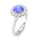 2 CT Round Tanzanite Statement Engagement Ring with Diamond Tanzanite - ( AAA ) - Quality - Rosec Jewels